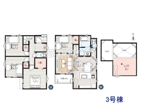 3号棟　間取図　【世田谷区祖師谷６丁目】 堂々完成、いつでもご内覧いただけます！ぜひ実物をご覧いただきたく思います。喜んでご案内いたしますのでお気軽にお問合せ下さい。 