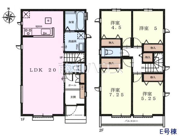 E号棟　間取図　【八王子市台町２丁目】