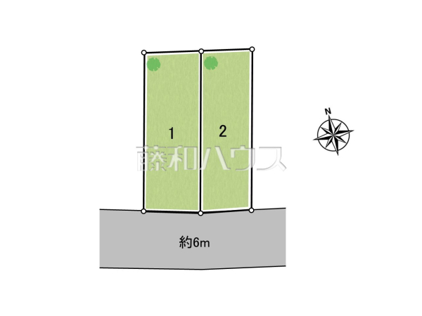 ≪全体区画図≫前面道路はゆとりの6m。車の出し入れも楽々です。【府中市小柳町５丁目】