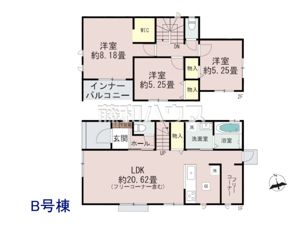 B号棟　間取図　【福岡市東区美和台５丁目】