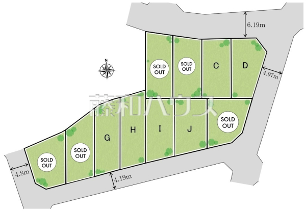 全体区画図【新座市石神４丁目】全区画 敷地面積100㎡以上♪