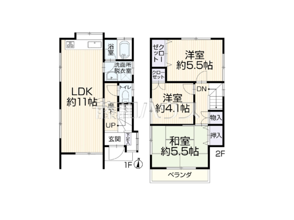 ≪間取図≫ついゴロンとしたくなる和室。あるとやっぱり落ち着きますね。【多摩市和田】
