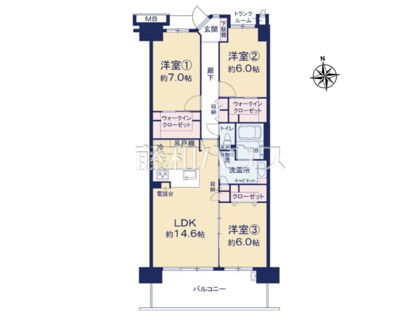 間取図　【ラヴィラ府中多摩川】