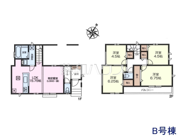 B号棟　間取り図
４LDK＋駐車スペース