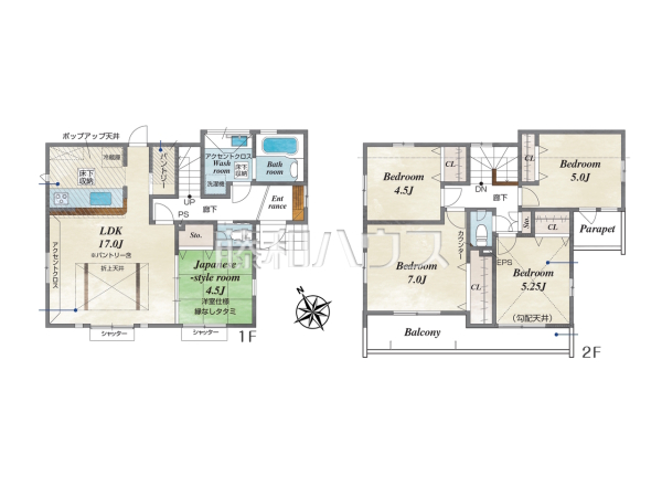 ≪間取図≫ついゴロンとしたくなる和室。あるとやっぱり落ち着きますね。　【府中市分梅町５丁目】