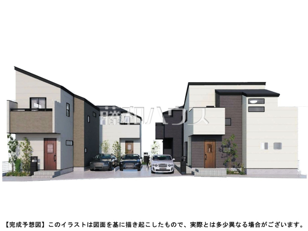 ≪完成予想図（外観）≫建物のプレゼンをさせていただきますので、実際の完成イメージを思い描いていただくことができます。お気軽にお問合せ下さい。　【多摩市一ノ宮４丁目】