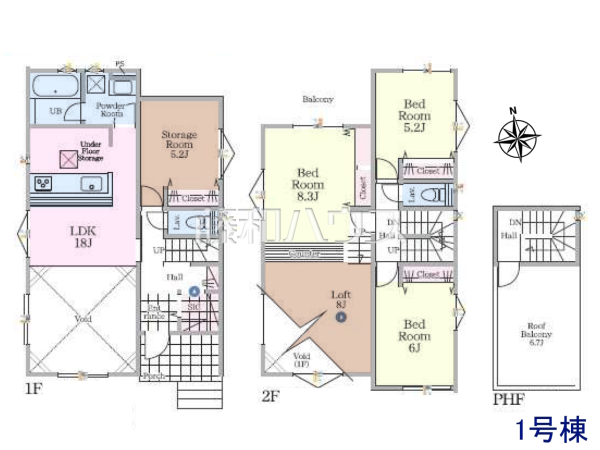 1号棟　間取図　【春日井市不二ガ丘３丁目】