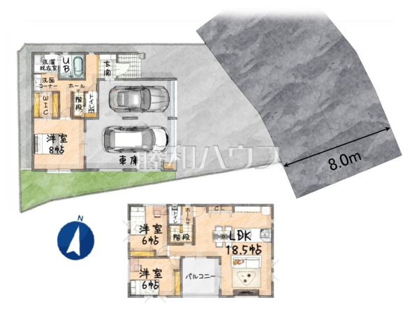 間取図　【所沢市大字久米】 見学はしたいけど、なかなか時間が取れない・・・そんな方に出勤前や仕事終わりにマイホームを見学できるサポートをいたします。 