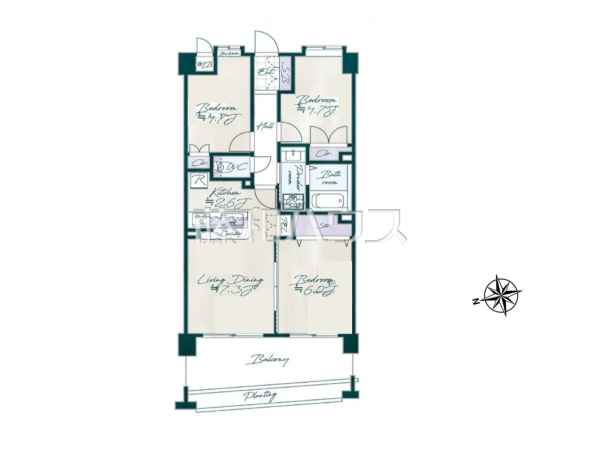 間取図　【ベルジュール三鷹】