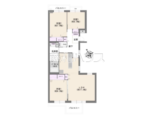 間取図 【南大沢学園五番街3-12-2号棟】 間取図 【南大沢学園五番街3-12-2号棟】