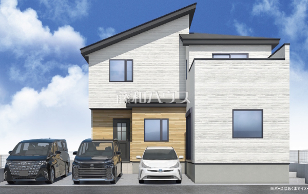 モノトーンを中心とした配色の現代的なデザイン。直線的ですっきりとしたスクエアなデザインが、お住まいを都会的に印象づけます。※イメージパース。図面を基に描き起こしたもので、実際とは異なる場合があります。