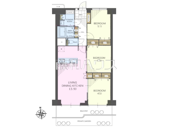間取図　【コープ野村府中是政】
