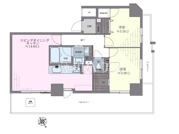 間取図　【エルザ世田谷ザ・タワーA棟】