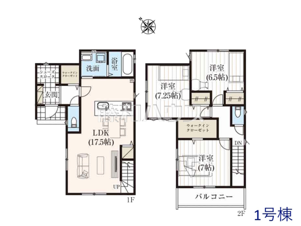 間取図　1号棟【新座市畑中１丁目】