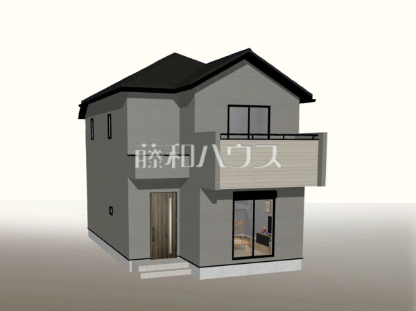 9号地　建物プラン例（パース・外観）　【東村山市美住町２丁目】　[参考プラン] 建物価格：2,174万円（税込）　建物面積：87.36m&sup2;