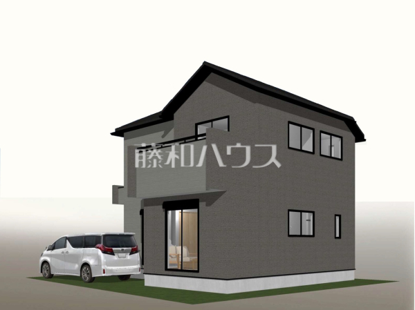 建物プラン例（南西パース・外観）　【東村山市野口町３丁目】　[参考プラン] 建物価格：2,450万円（税込）　建物面積：99.36m&sup2;