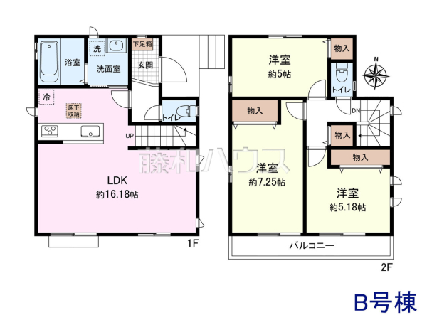 B号棟　間取図　【八王子市散田町２丁目】