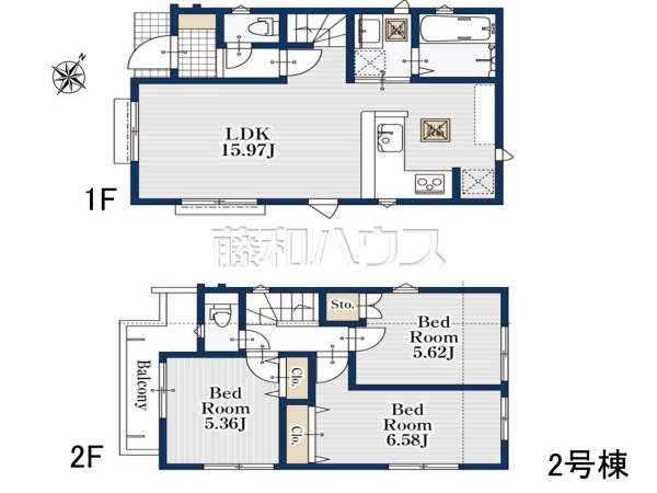 ≪2号棟 間取図≫ご家族が集うリビングは広さゆったり約15.97帖☆ 【稲城市百村】 ≪2号棟 間取図≫ご家族が集うリビングは広さゆったり約15.97帖☆ 【稲城市百村】