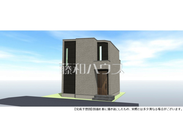 建物プラン例（パース・外観）　【調布市国領町７丁目】　[参考プラン] 建物価格：2,200万円（税込）　建物面積：50.22m&sup2;