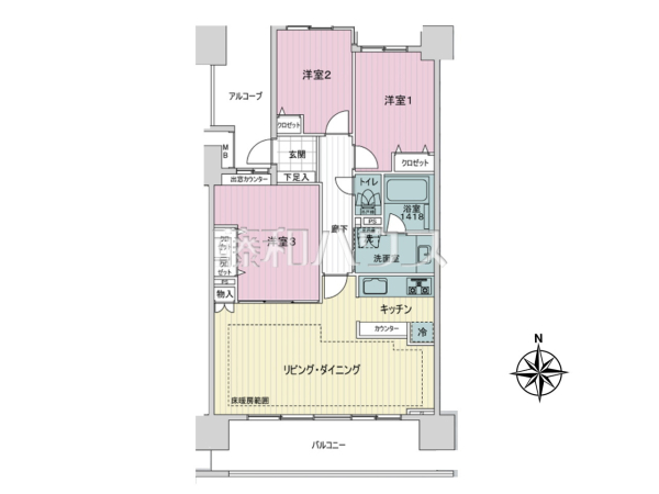 間取図　【ライオンズ聖蹟桜ヶ丘パシーナ】