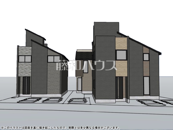 建物プラン例（外観写真）　【日野市栄町１丁目】
※A号地の参考プランになります　[参考プラン] 建物価格：2,290万円（税込）　建物面積：99.72m&sup2;