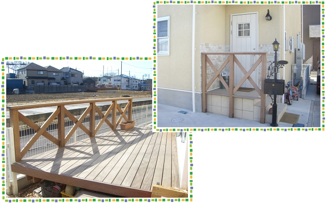 ★日当たり抜群の南側、ウッドデッキ★こだわりの玄関です★