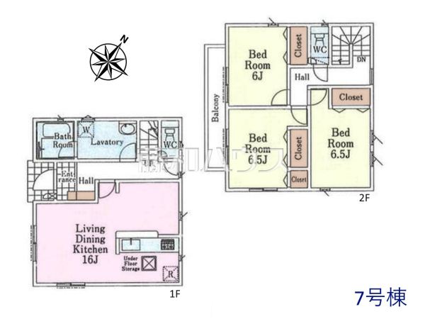 7号棟　間取図　【清瀬市下宿２丁目】 対面式のカウンターキッチンは、いつでもご家族を感じられる空間作りの重要ポイントになりそうです。 