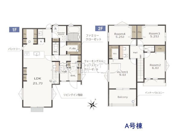A号棟 間取図 【八王子市めじろ台3丁目】 A号棟 間取図 【八王子市めじろ台3丁目】