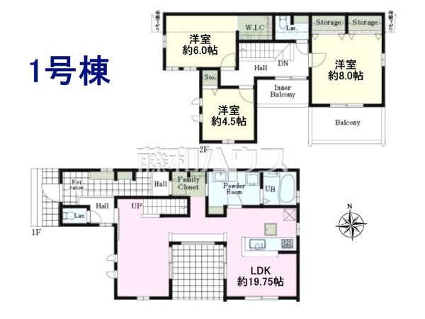 1号棟 間取図 【日野市旭が丘5丁目】 1号棟 間取図 【日野市旭が丘5丁目】