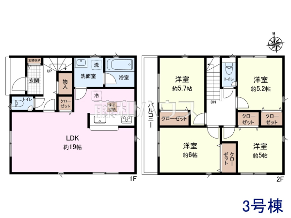 3号棟 間取図 【武蔵村山市本町3丁目】 3号棟 間取図 【武蔵村山市本町3丁目】