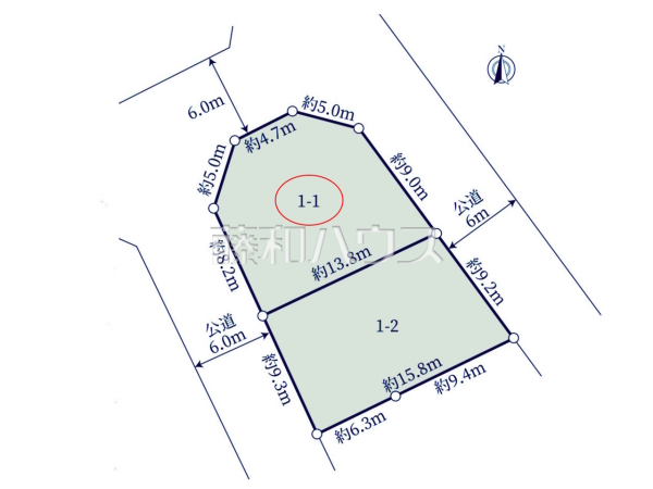 1号地 全体区画図 【所沢市大字北秋津】 1号地 全体区画図 【所沢市大字北秋津】