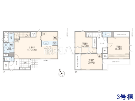 3号棟 間取図 【八王子市元横山町1丁目】