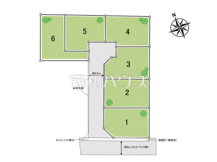 全体区画図 【東村山市久米川町2丁目】 全6区画の新規分譲地の誕生です!