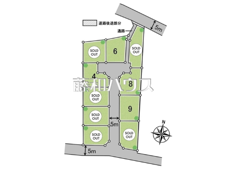 全体区画図 【清瀬市中里4丁目】 見学はしたいけど、なかなか時間が取れない・・・そんな方に出勤前や仕事終わりにマイホームを見学できるサポートをいたします。
