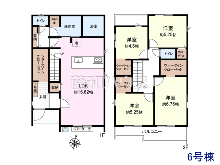 6号棟 間取図 【清瀬市中里4丁目】 平日のご案内も可能です。まずはお気軽にお問合せ下さいませ。