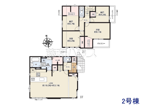 2号棟 間取図 【八王子市清川町】 2号棟 間取図 【八王子市清川町】