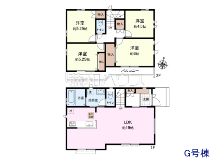 ≪G号棟 間取図≫ ご家族のコミュニケーションが広がるリビングイン階段【府中市日新町5丁目】