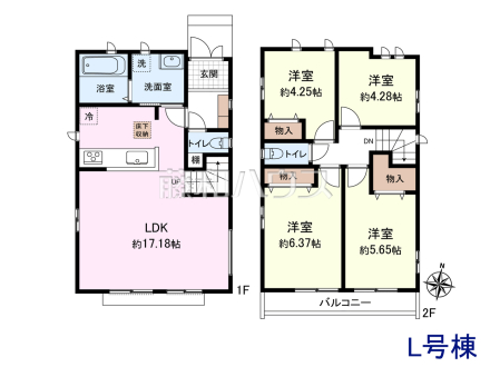 ≪L号棟 間取図≫ 南向きバルコニーは洗濯物もよく乾きます♪【府中市日新町5丁目】