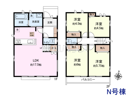 ≪N号棟 間取図≫ ご家族のコミュニケーションが広がるリビングイン階段【府中市日新町5丁目】