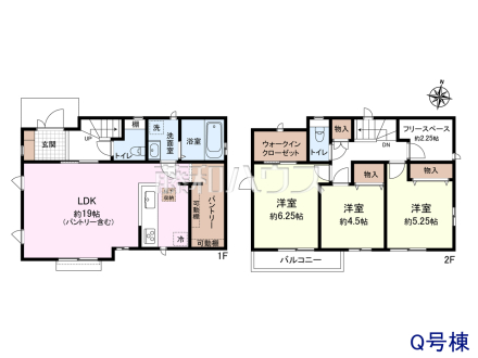 ≪Q号棟 間取図≫全居室南向きで明るく、冬場でも太陽の日差しで室内ぽかぽかです! 【府中市日新町5丁目】