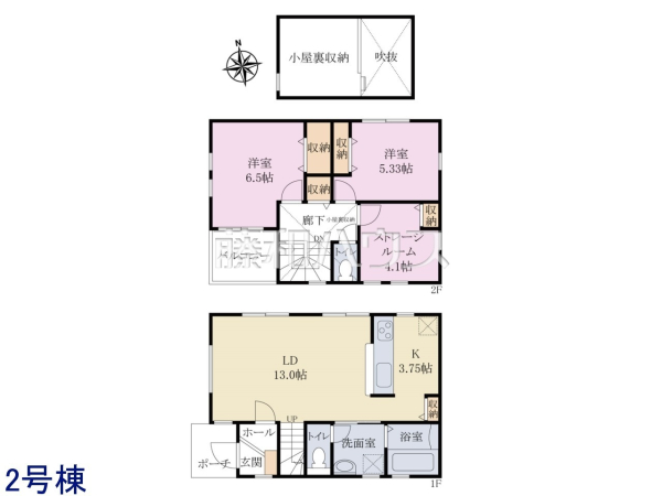 2号棟 間取図 対面式のカウンターキッチンは、いつでもご家族を感じられる空間作りの重要ポイントになりそうです 【国立市富士見台1丁目】 2号棟 間取図 対面式のカウンターキッチンは、いつでもご家族を感じられる空間作りの重要ポイントになりそうです 【国立市富士見台1丁目】
