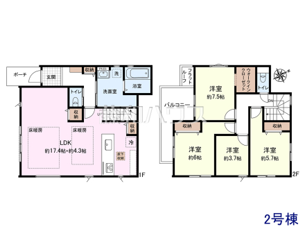 2号棟 間取図 【昭島市緑町3丁目】