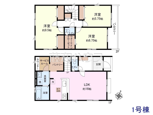 1号棟 間取図 【富士見市水谷東1丁目】 1号棟 間取図 【富士見市水谷東1丁目】