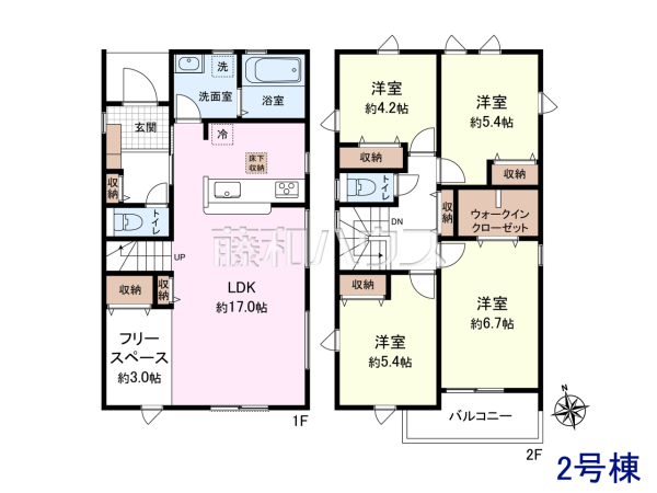2号棟 間取図 【春日井市坂下町4丁目】 2号棟 間取図 【春日井市坂下町4丁目】