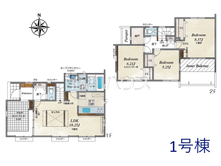 1号棟 間取図 【日野市大字上田】