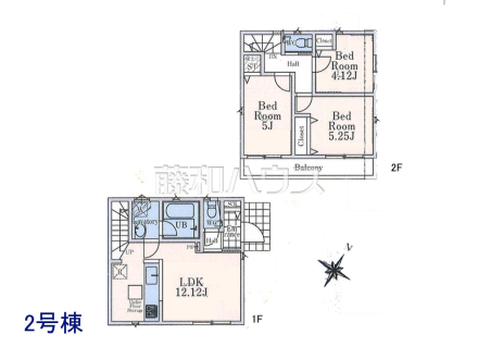 2号棟 間取図 【西東京市住吉町1丁目】 物件の事、諸費用の事など、小さな疑問もお気軽にご連絡・ご相談下さい。