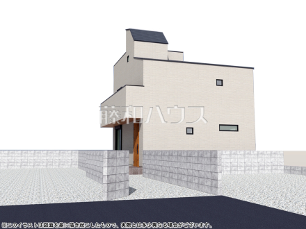 完成予想図(外観)【日野市東豊田3丁目】
白を基調とした明るめの配色で、柔らかくほっこりとした姿のマイホームです。暖かみのある木目も配し、優しい色使いでコントラストを抑え落ち着きある家を演出しています