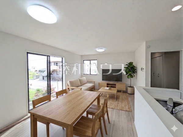 B号棟 リビング 【糸満市字兼城】 ※画像は実際の室内に家具・調度品をAI(CG)で合成した配置例です。家具・調度品は販売価格に含まれません。また、実際の室内とは色調や質感が異なる場合があります。 B号棟 リビング 【糸満市字兼城】 ※画像は実際の室内に家具・調度品をAI(CG)で合成した配置例です。家具・調度品は販売価格に含まれません。また、実際の室内とは色調や質感が異なる場合があります。