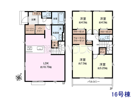 16号棟 間取図 【清瀬市下宿2丁目】