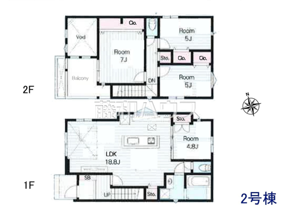 2号棟 間取図 【国分寺市新町2丁目】 2号棟 間取図 【国分寺市新町2丁目】